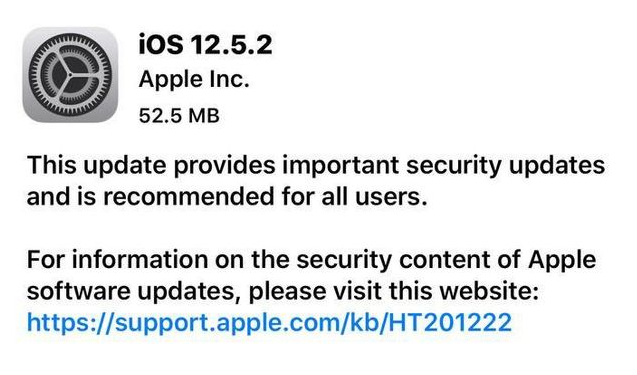 偃师苹果手机维修分享iOS12.5.2发布，建议所有老苹果用户安装 
